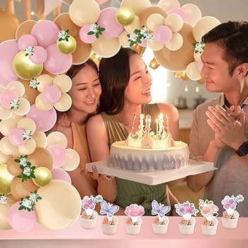 u : バースデー 結婚式 装飾 誕生日 Amazon.co.jp: ONCTTOS ローズ ピンク フラワー 誕生日 飾り付け
